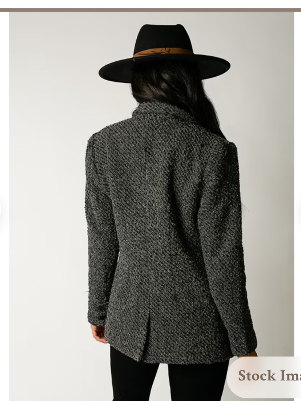 Joyfolie Charcoal Gray Bouclé Blazer